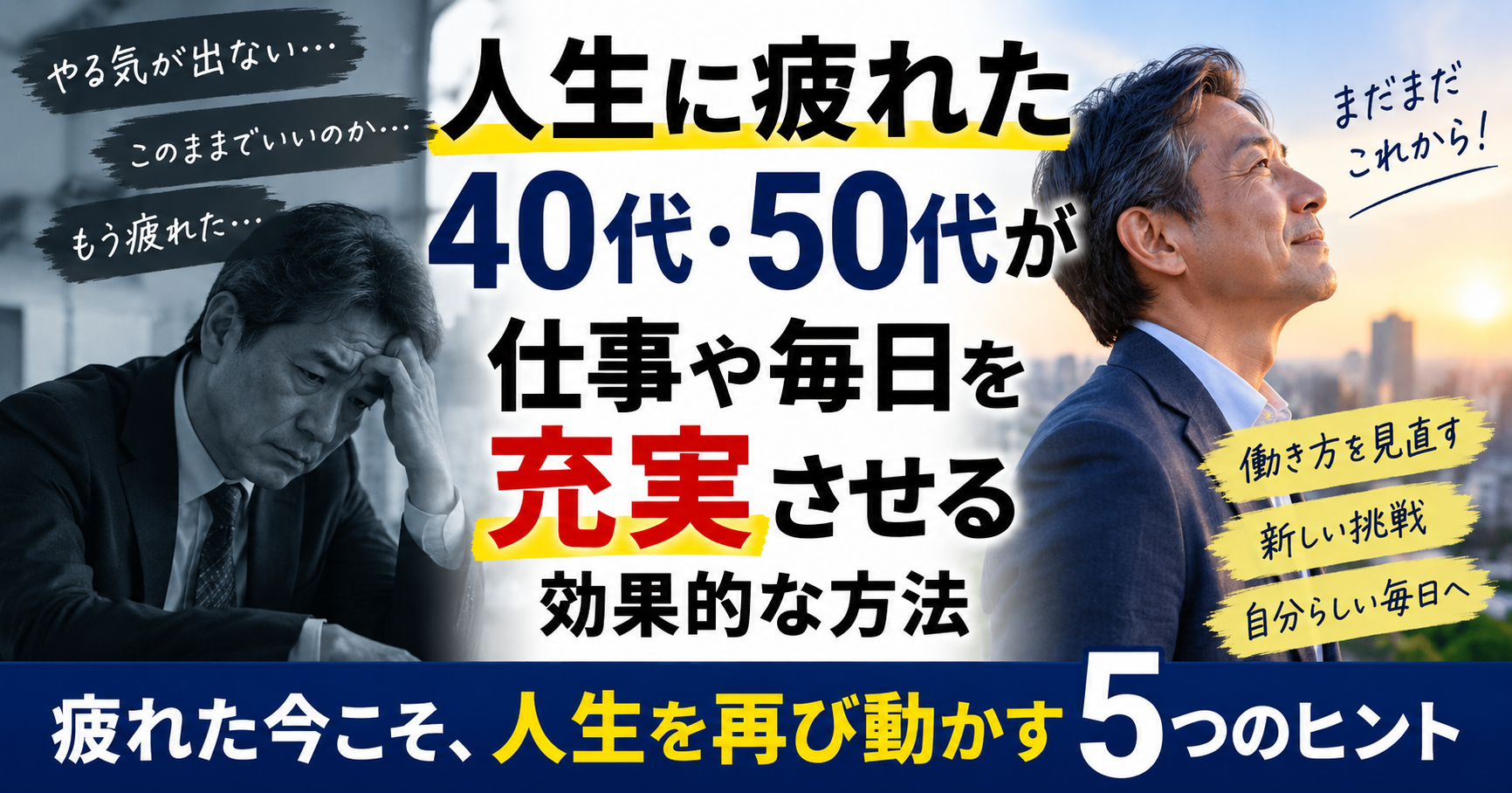 人生に疲れた40代・50代が仕事や毎日を充実させる効果的な方法